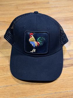 Rooster Embroidered Black Trucker Snapback Hat One Size