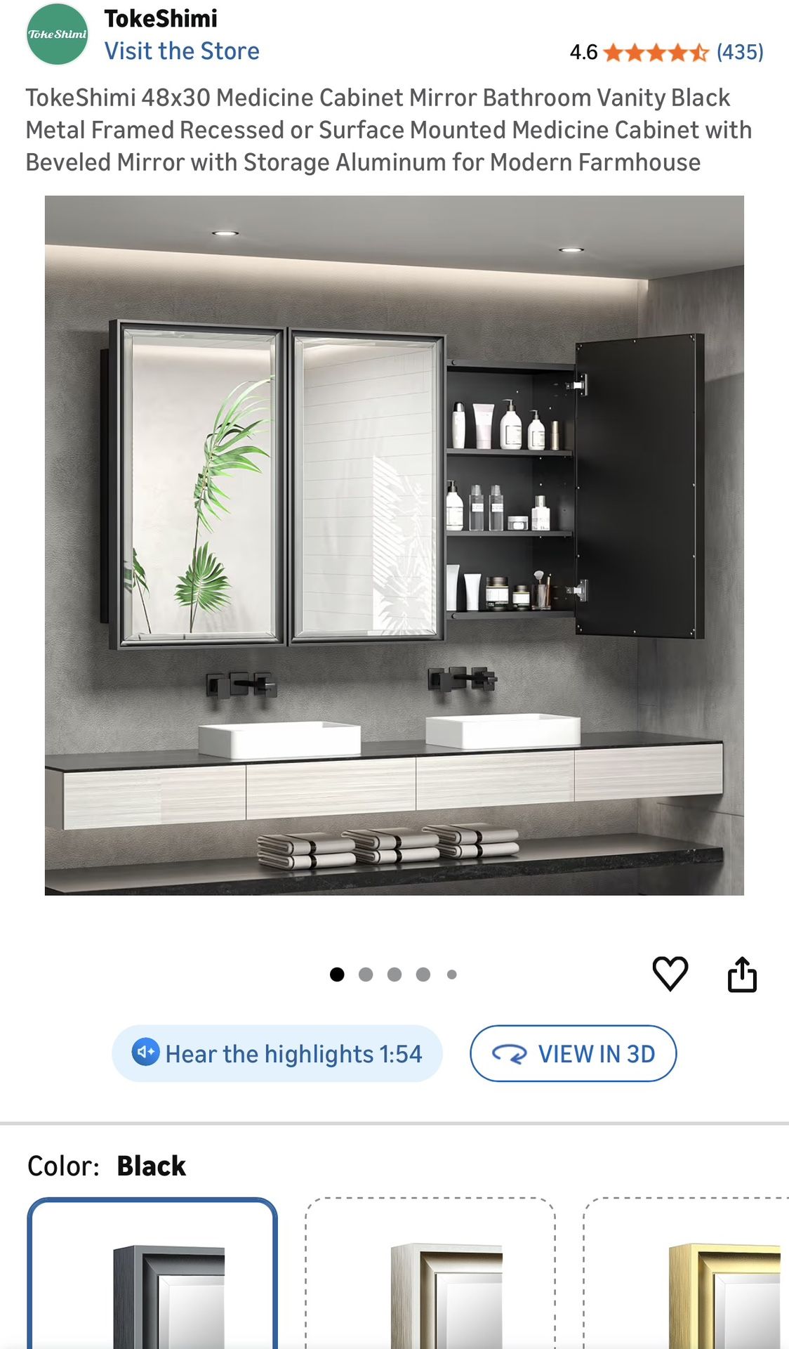 Triple Door Cabinet Mirror