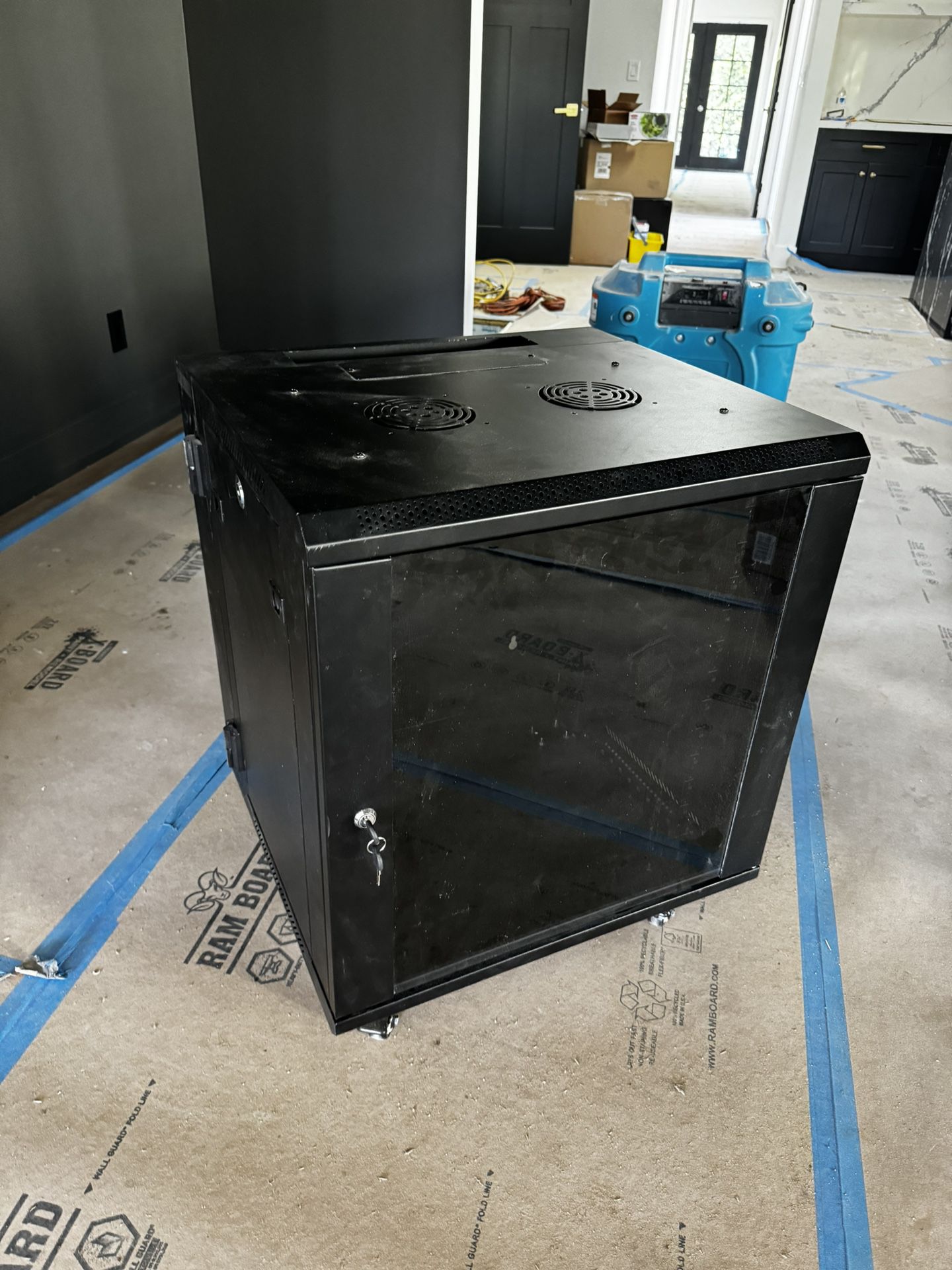 12U Network Rack - Enclosed With Casters And Integrated Fan