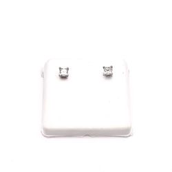 14K White Gold Solitaire Princess Diamond Earrings