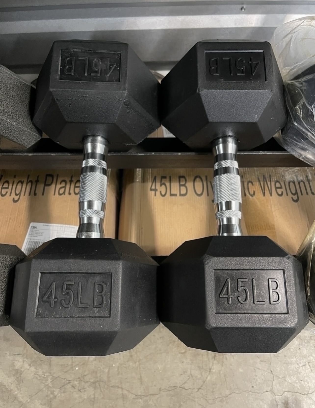 45 lbs Hex Rubber Dumbbell Weights…. (Brand New) Home Gym Fitness….