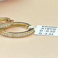 18k Gold Hoop Earrings With DIAMONDS