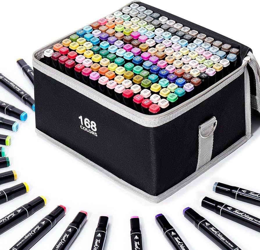 Alcohol Markers 168 Colors with Base Drawing Pen Dual Tip Art Markers for Sketch Anime Illustrations
