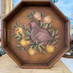 Vintage hand painted Wooden Serving Tray