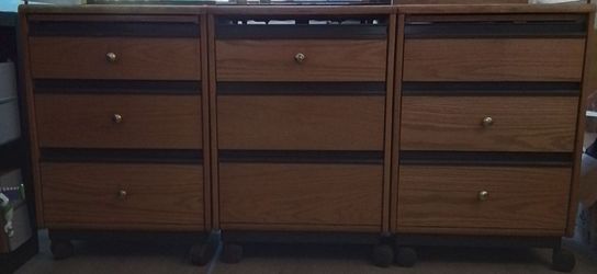 Three Drawers  3 Wood Cabinets