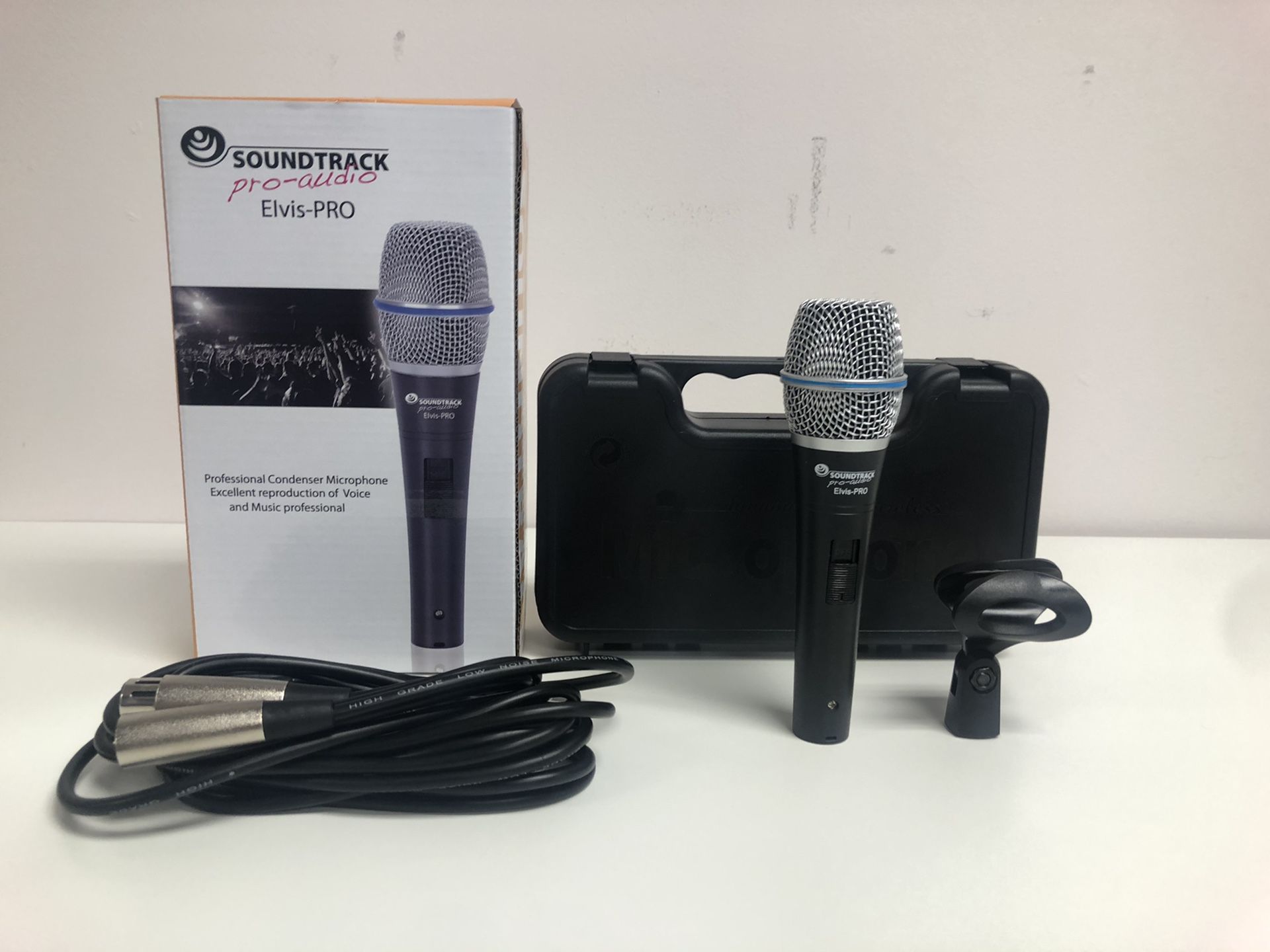 Elvis Pro. Condenser Microphone .Cable and case included.Excellent reproduction of voice and music professional