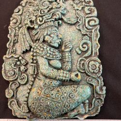 Mexican/Crushed Malachite Stone Wall Art Hanging Sculpture Plaque