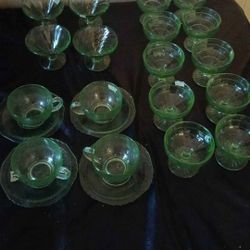 22 Pieces Uranium Depression Glass