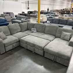 BRAND NEW SLEEPER SECTIONAL SOFA COUCH WITH PULLOUT SOFA BED STORAGE CHAISE 