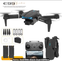 New E99 Drone, Foldable Remote-Controlled Drone, Remote-Controlled Dual Camera Drone, Brushless Motor, Powerful Power, Optical Flow Visual Suspension,