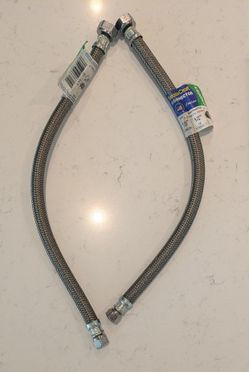 2 BrassCraft Braided Hose Faucet Connector (1/2" FIP, 3/8" Comp)