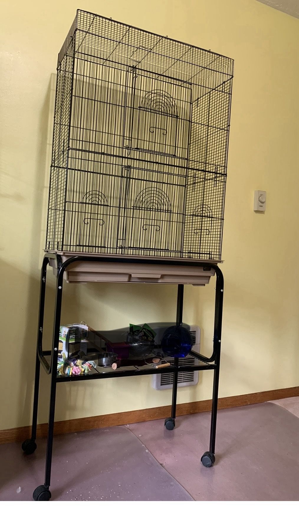 Bird Cage With Rolling Stand And Cover