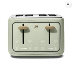 $60  Beautiful 4-Slice Toaster with Touch-Activated Display, sage green Sesame by Drew Barrymore