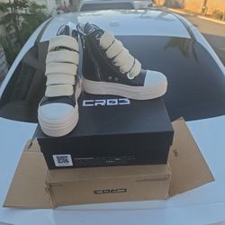 Cristianzerotre (CR03) Black Leather High-Top Sneakers - Size 37