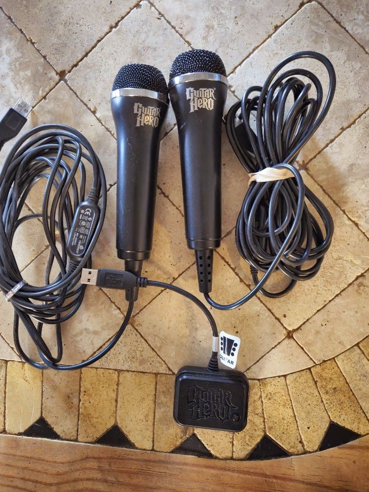 2  Guitar Hero USB Microphones For Nintendo Wii Xbox 360 PS3