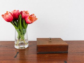 Vintage Wooden Playing Card Box with Brass Knob