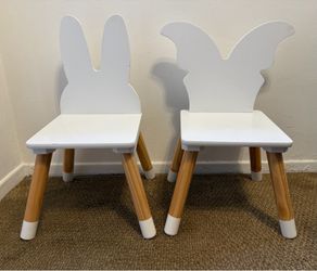 🐰🦋 Adorable Toddler Wooden Chairs – Bunny & Butterfly Set