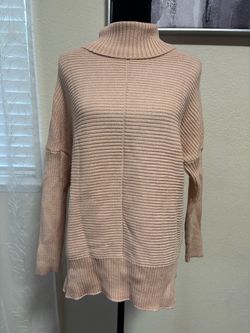 Blush Pink Turtleneck Knit Sweater