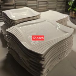 Malacasa, White Porcelain Dinnerset, Serves 12, Additional Crystal Items 