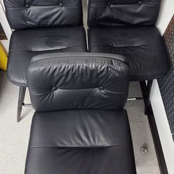 3 Black Padded Bar Stools