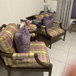 Two Accent Purple And Mustard Color Chair