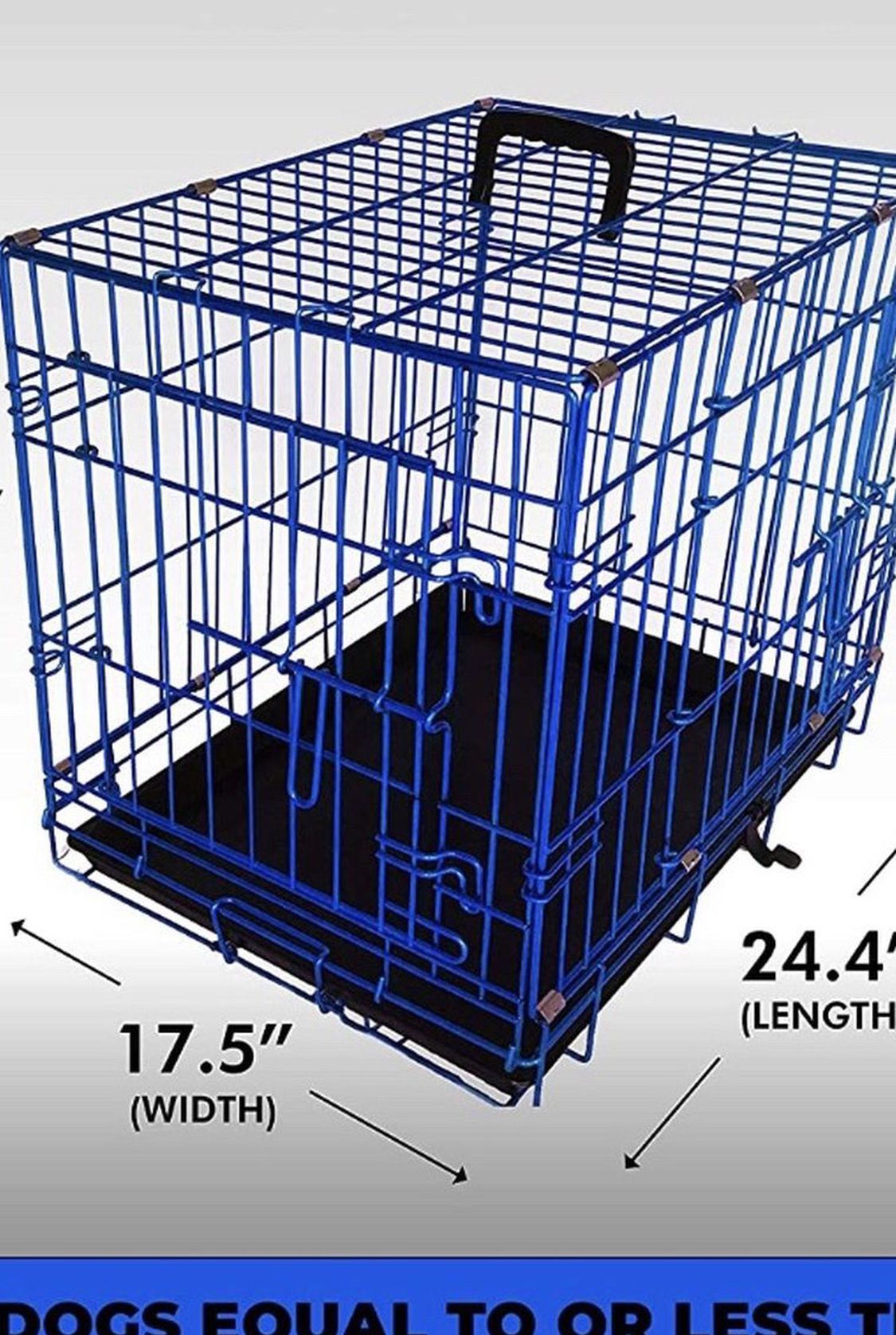 Foldable Dog Crate With 2 Doors - Blue Color
