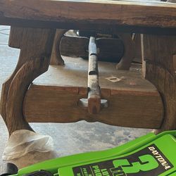 Rare Brutalist Spanish Primitive Coffee Table - Keyed Trestle