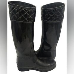 Hunter Rigley Top Quilted Band Riding Style Rain Boots Size 6