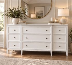 White 9-Drawer Double Dresser