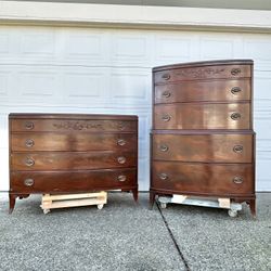 2 Pc Vintage Mahogany Buffet And Dresser Set