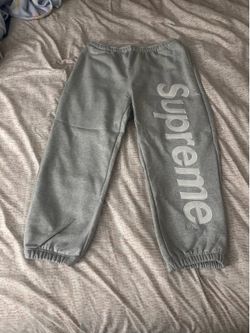 Gray Supreme satin appliqué sweats
