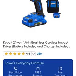 Kobalt 24-volt 1/4-in Brushless Cordless Impact Driver