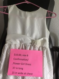 Girls white confirmation/ flower girl dress, size 8
