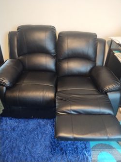 Leather recliner black sofa