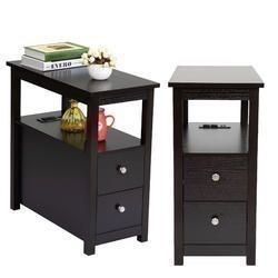 New Set of 2 Narrow Sofa Side Console/ End Table With USB Power Socket