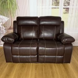 New Loveseat Brown Reclining 