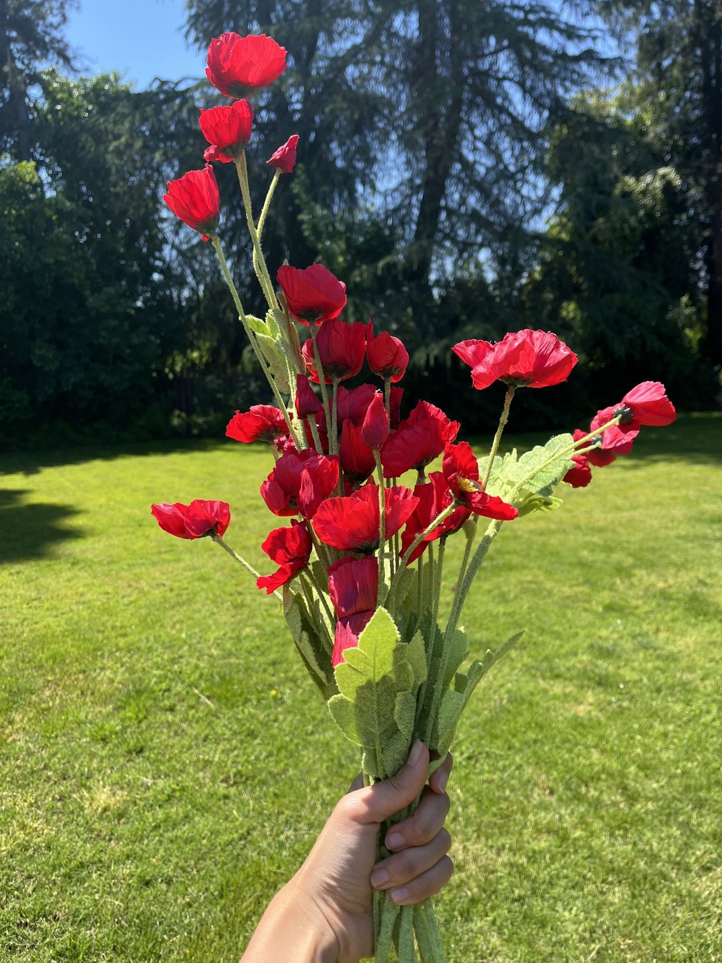 Artificial Red Poppy Flower For Wedding Centerpiece