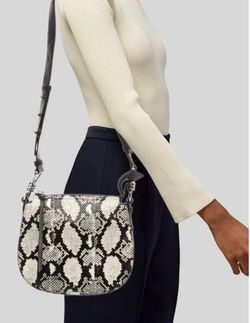 AllSaints Captain Round Crossbody Bag Snake Black Leather $298
