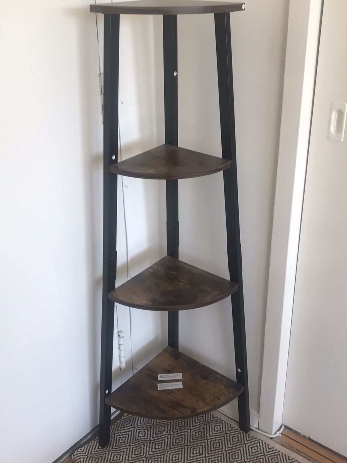 Corner Ladder Shelf 4 Tier Metal Storage Rack