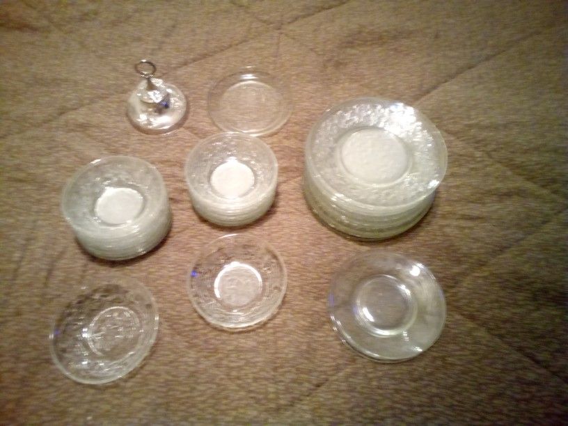 Set Of Crystal Bowls And Plates