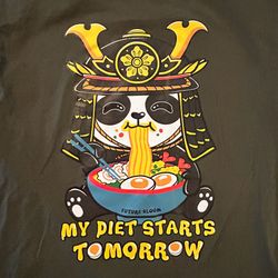 Eating Pho Funny Cute T-Shirt “MY DIET STARTS TOMORROW” Size Large