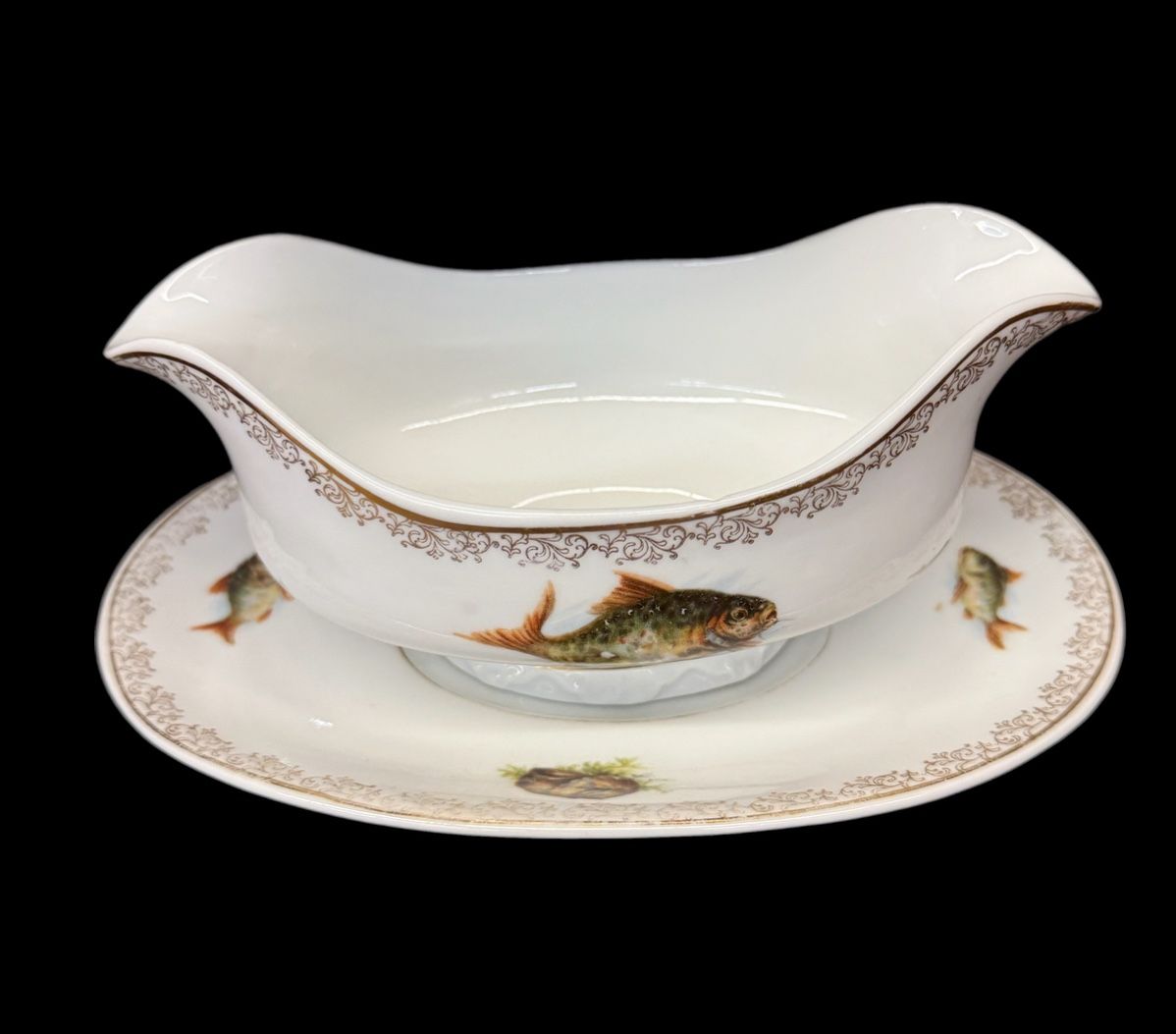 Royal Vienna Gravy Boat with Underplate Fish early Mark