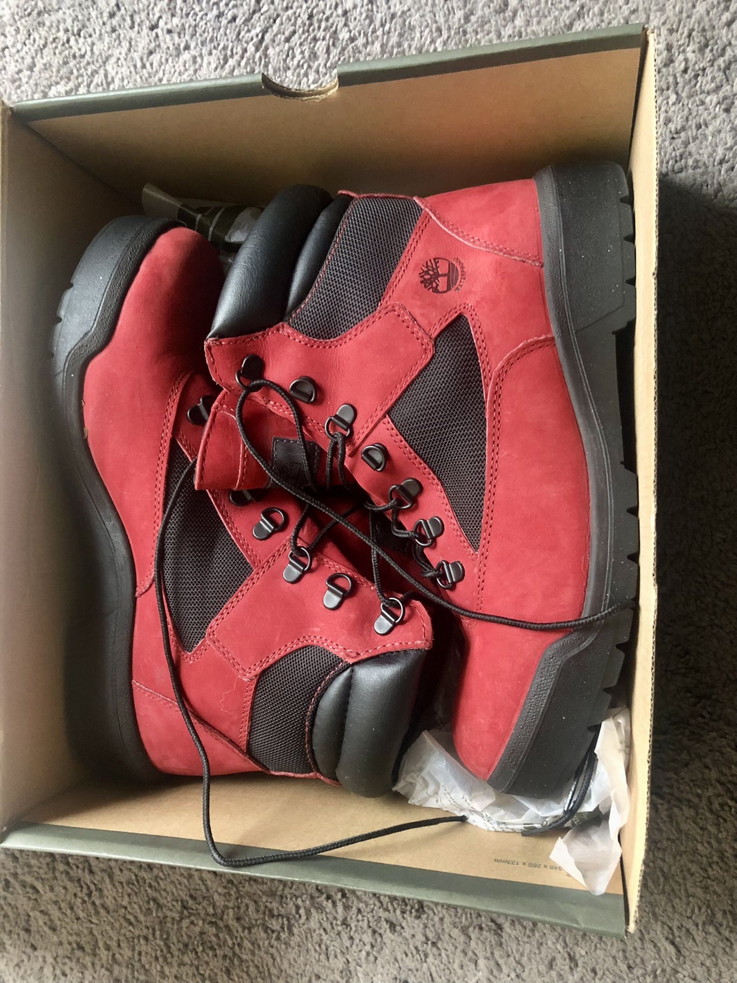 Red Timberland Field Boots 6in. (Sz.11)