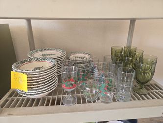 Christmas dishes and goblet glasses