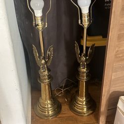 1960’s Heavy Brass Eagle Lamps. 