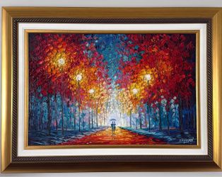 Ilyayev, Slava “umbrella of leaves”, 24” x 36” oil painting on canvas