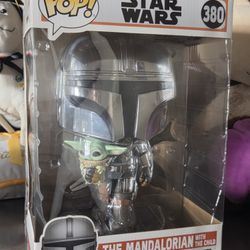 The Mandalorian With The Child Jumbo Funko Pop