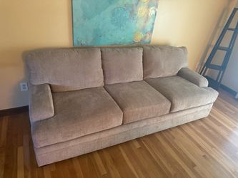 3-Seat Beige Fabric Sofa