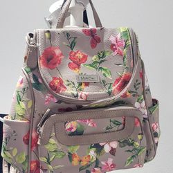 MultiSac Floral Backpack Purse Floral Tan Nude