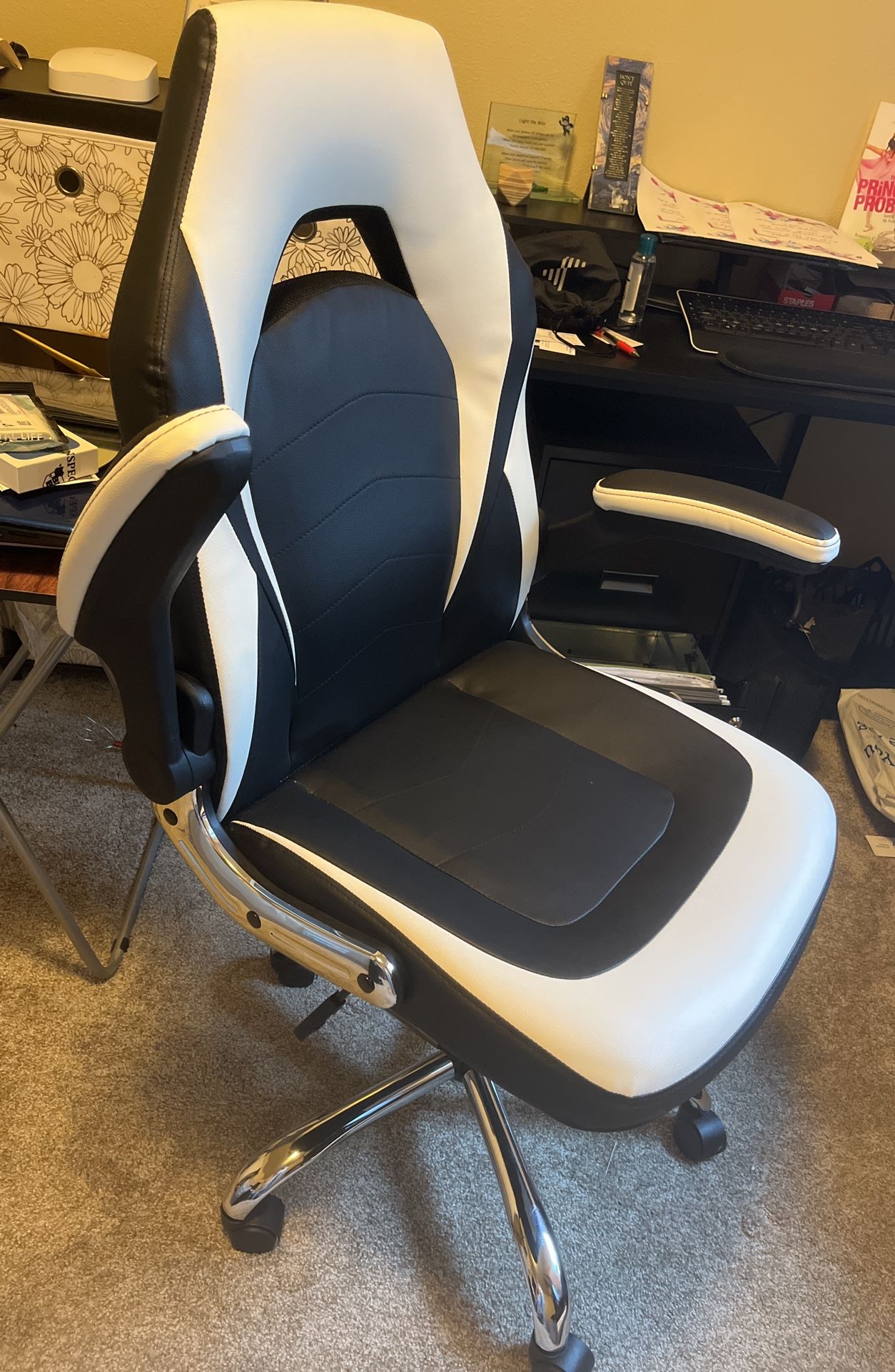 Ergonomic Faux Leather Black &White New Chair,